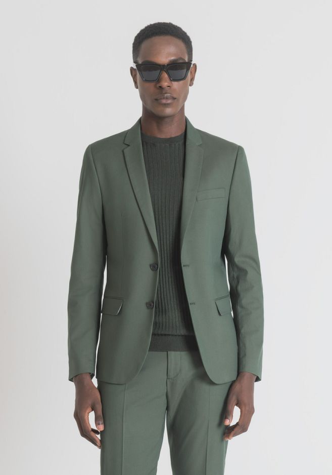 Clothing Antony Morato  | Bonnie Slim-Fit Jacket In Stretch Cotton Dark Green