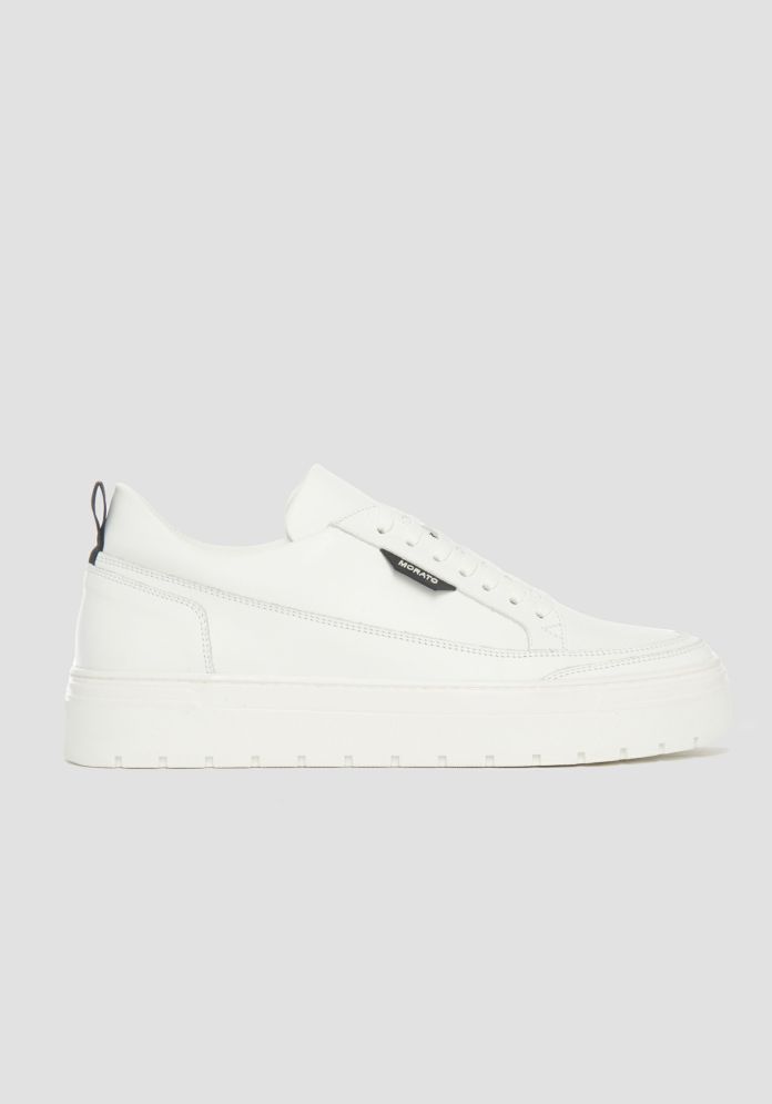 Shoes Antony Morato  | Flint Sneakers In Leather With Tone-On-Tone Details White
